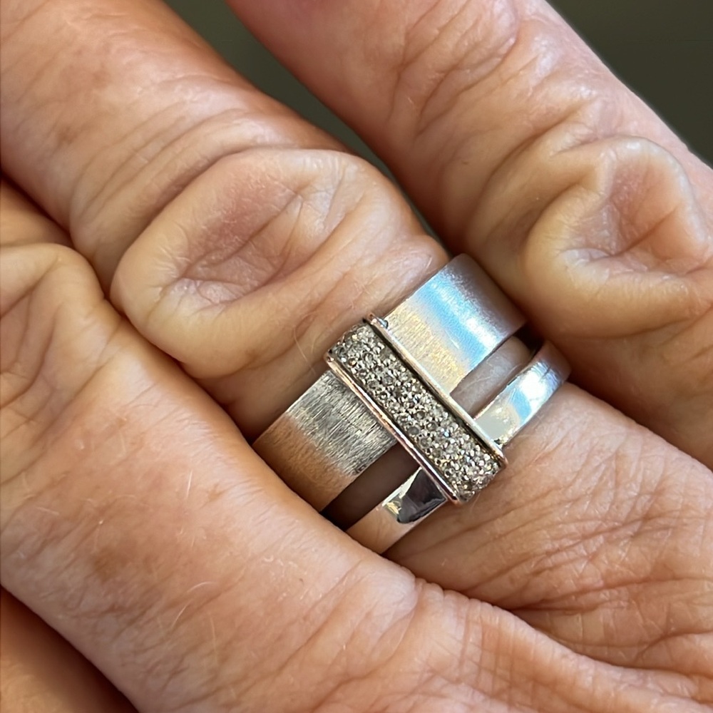 EFFY Sterling Silver Diamond Ring, size 7 - Picture 2 of 15